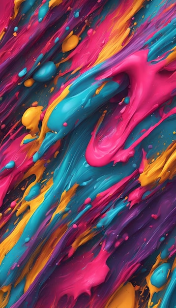 Abstracte achtergrond van acrylverf in blauwe roze paarse en gele kleuren