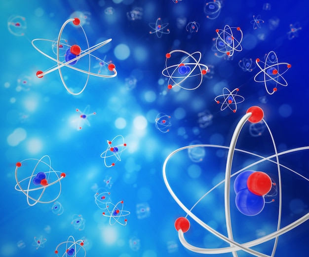 Abstracte achtergrond van bewegende atomen.