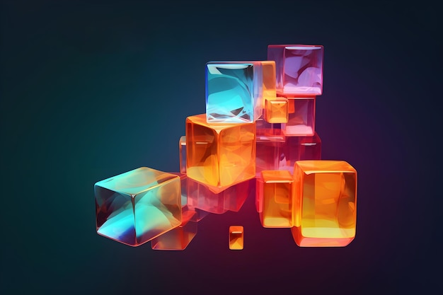 abstracte achtergrond van doorschijnende kleurrijke kubussen