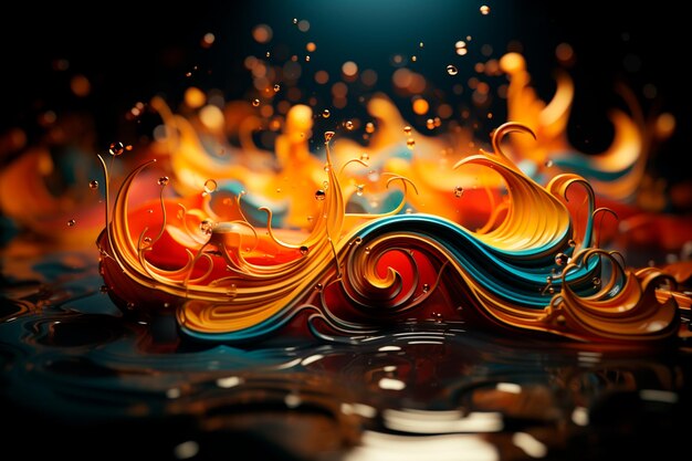 Foto abstracte achtergrond van kleurrijke verfplons en verlichting