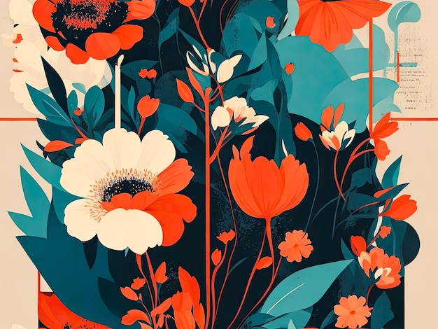 Abstracte achtergrond van vintage bloemen Generatieve AI