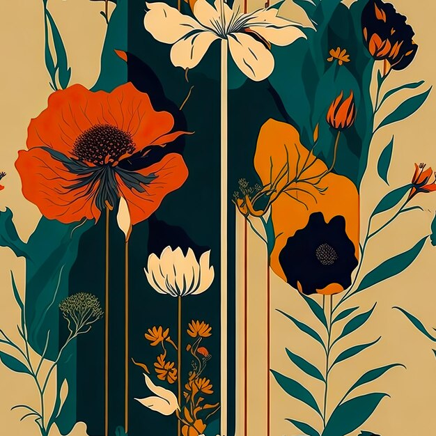 Abstracte achtergrond van vintage bloemen Generatieve AI