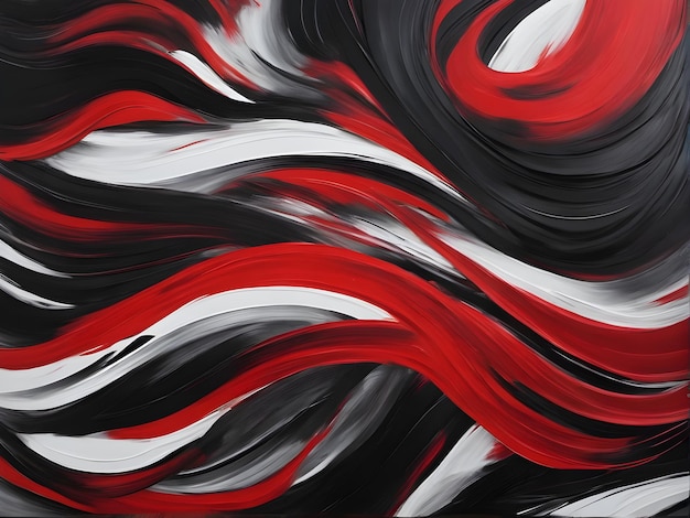 abstracte achtergrond van wervelende rode en zwarte penseelstreken