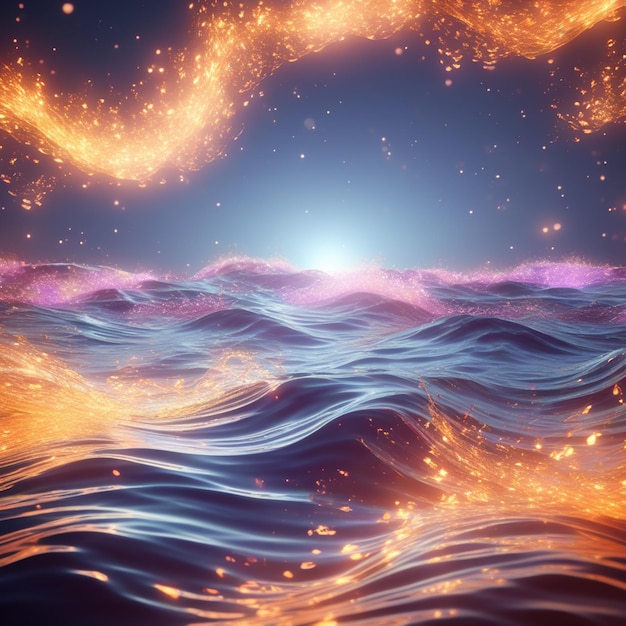 Foto abstracte achtergrond van zeewater met golven met bokeh ontfocuste lichten en wateroppervlak