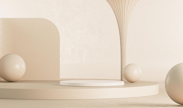 Abstracte achtergrond voor podium op beige achtergrond Stone podium geometrie vorm 3D render