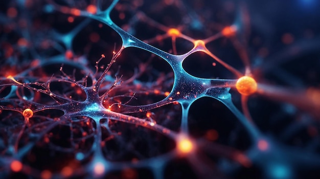 Abstracte achtergronden van neuronen die werken in de verbinding van hersenneuronen Neuronen en synapsachtige structuren die de chemie van de hersenen weergeven