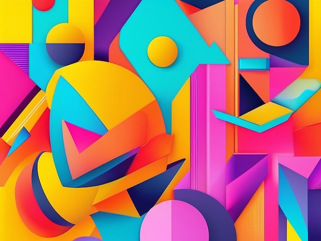 Abstracte achtergrondillustratie met moderne geometrische vormen in felle kleuren