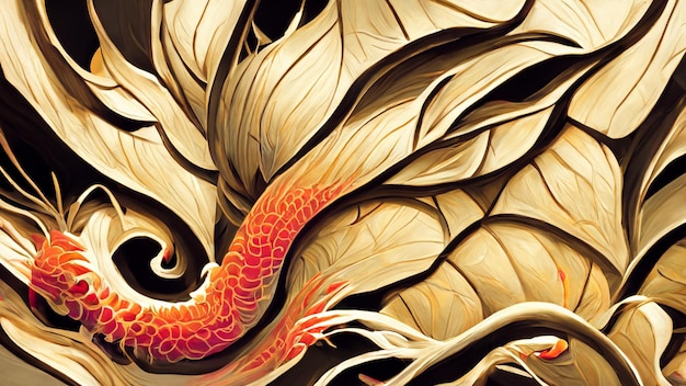 Abstracte afbeelding achtergrond gemaakt van Chinese draak 3D illustratie