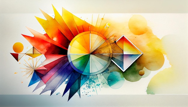 Abstracte aquarel illustratie met geometrische elementen generatieve AI