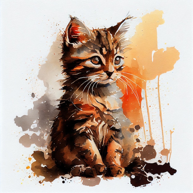 Abstracte aquarel kitten achtergrond