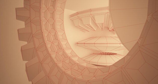 Abstracte architectonische achtergrond Wit interieur met gladde schijven 3D illustratie en weergave