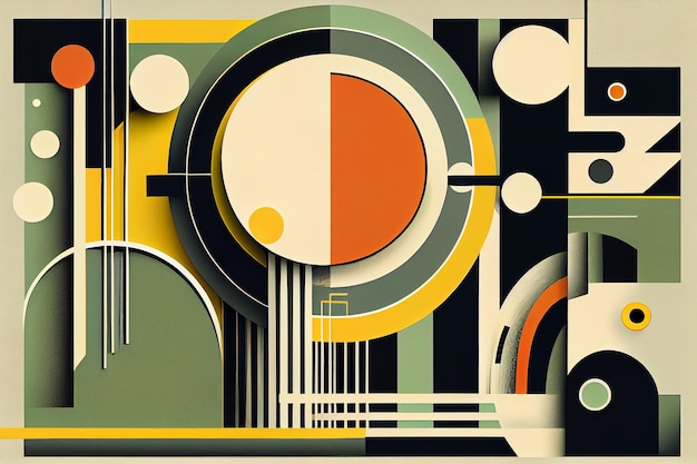 Abstracte bauhaus achtergrond minimale geometrische stijl met geometrie figuren en vormen cirkel driehoek vierkant Menselijke psychologie en geestelijke gezondheid concept illustratie