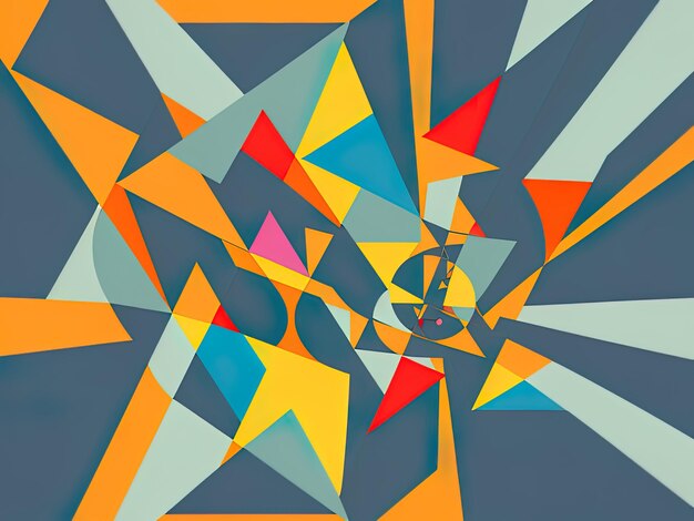 Abstracte Bauhaus geometrisch patroon achtergrond vector cirkel driehoek en vierkante lijnen kleur kunst design met generatieve AI