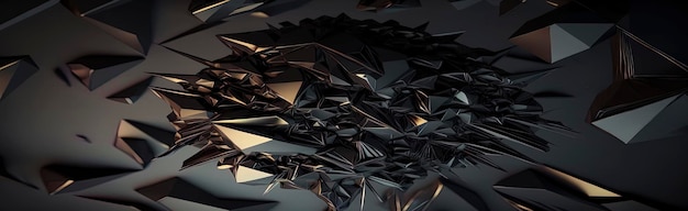 Abstracte Black Crystal panoramische achtergrond Generatieve AI