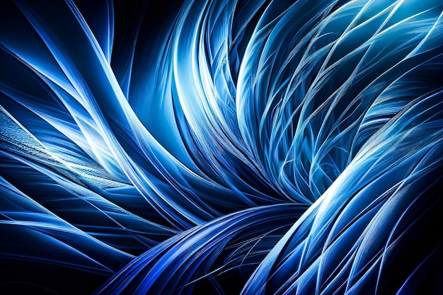 Abstracte blauwe achtergrond futuristische golvende illustratie computergegenereerde afbeelding Generatieve AI