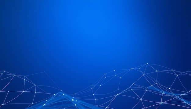 Abstracte blauwe achtergrond met een netwerk van gloeiende lijnen