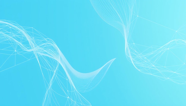 Abstracte blauwe achtergrond met witte lijnen en punten