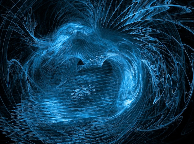 abstracte blauwe achtergrond op zwarte achtergrond met fractal vormen van gevarieerde ontwerpen