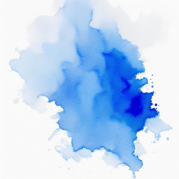 Abstracte blauwe aquarel op witte achtergrond met de hand getekende illustratie