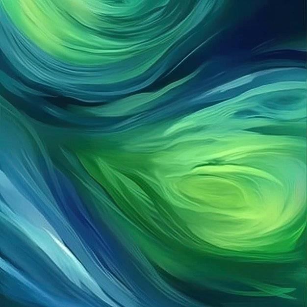 Abstracte blauwe en groene aquarelachtergrond met enkele vloeiende lijnen erin