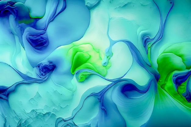 Abstracte blauwe en groene verf Generatieve AI