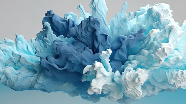 Abstracte blauwe en witte bladerdeeg Heldere kleur Generatieve Ai