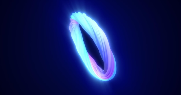 Foto abstracte blauwe energie magie heldere gloeiende draaiende ring van lijnen achtergrond