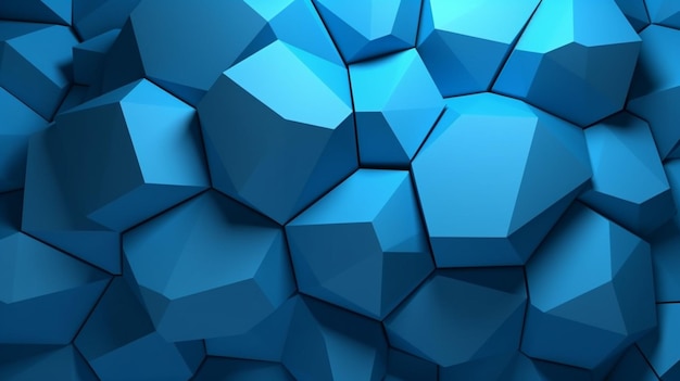 Abstracte blauwe geëxtrudeerde voronoi blokkeert achtergrond minimaal licht schoon corporate muur 3d geometrische oppervlakte illustratie veelhoekige elementen verplaatsing