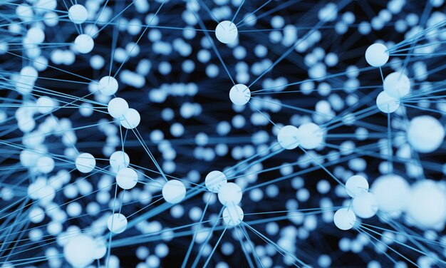 Abstracte blauwe gloeilamp futuristische technologie netwerkknooppunt Kabel datalijn transmissielinks