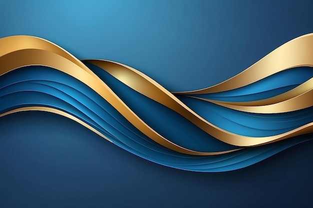 abstracte blauwe golvende achtergrond met gouden lijn golf kan worden gebruikt voor banner verkoop behang voor brochure landingspagina