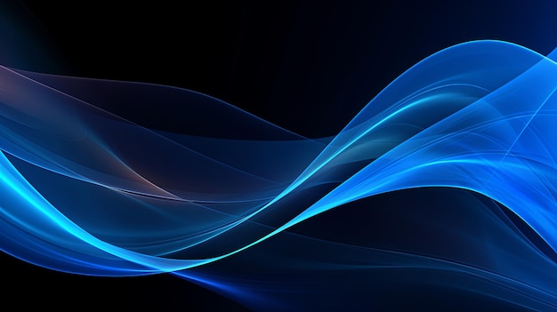 Abstracte blauwe op zwarte achtergrond textuur Dynamische curven en onscherp patroon Gedetailleerde fractal grafiek Wetenschap en technologie concept