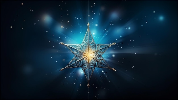 Foto abstracte blauwe ster met lichtstralen vectorillustratie voor uw ontwerp
