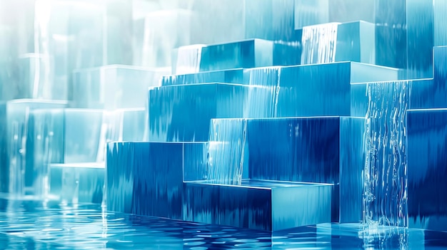 Abstracte blauwe waterval cascades moderne kunst