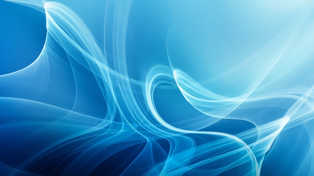 Abstracte blauwe winderige achtergrond met vloeiende vormen en witte lijnen