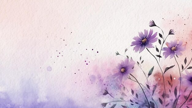 Abstracte bloemen paarse bloem aquarel achtergrond op papier