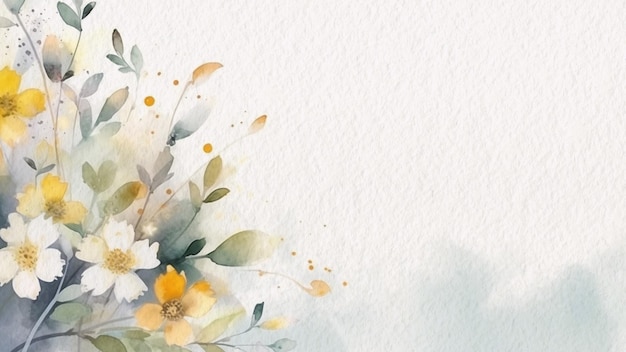 Abstracte bloemen witte en gele bloem aquarel achtergrond op papier