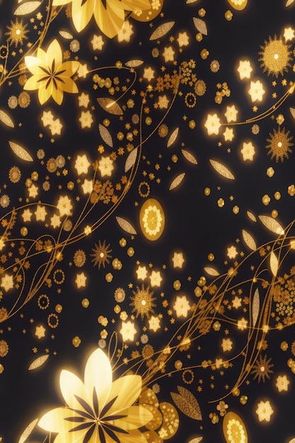 Abstracte bloemenpatronen met een vleugje gouden glitter.