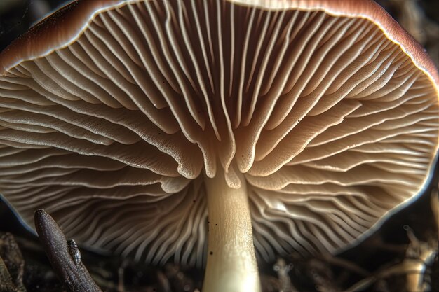 Abstracte boletus paddestoel Grote schimmel met paddestoel platen close-up beeld Gegenereerde AI