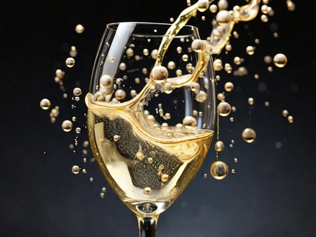 Abstracte bubbels die scheuren in een glas champagne.