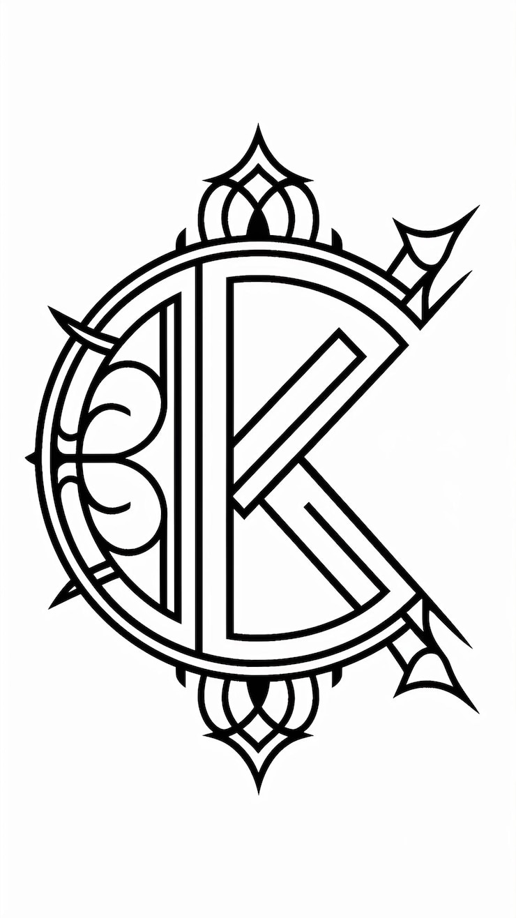 Foto abstracte cirkel ornamenatie logo icoon k teken letter symbool vect