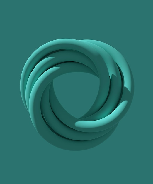 Abstracte complexe meerlaagige figuur Gelijke ronde bolvorm Groene olijfkleurige monochrome achtergrond 3D-weergave