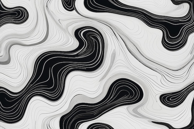 Abstracte contour topografische lijnpatroon in zwart-wit