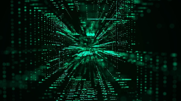 Abstracte deeltjesstroom in cyberspace Futuristisch 3D-portaal Digitale technologie webstroom Big data visualisatie