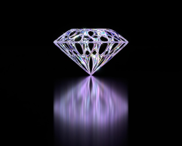 Abstracte diamant wireframe stijl kleurrijke carrosseriekleur 3D-rendering