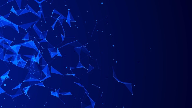 Abstracte digitale blauwe achtergrond Plexus effect Netwerkverbinding structuur 3D-rendering