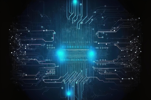 Abstracte digitale code technologie neon achtergrond in cyberspace matrix generatieve AI
