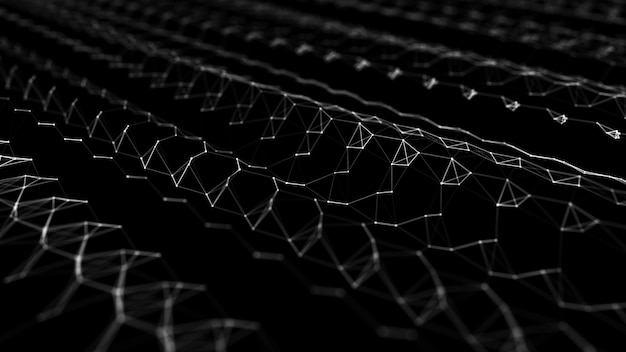 Abstracte digitale stroom deeltjes Cyber netwerk verbinding achtergrond Big data visualisatie Technologie achtergrond 3D-rendering