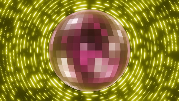 Abstracte disco bal een moderne twist op een klassieker met glinsterende facetten die een levendig dynamisch effect creëren