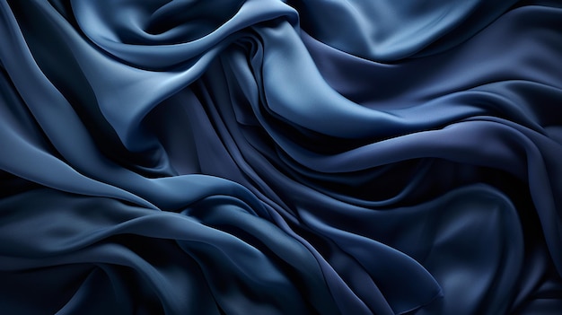 Abstracte donkerblauwe achtergrond Zijde satijn Marineblauwe kleur Elegante achtergrond