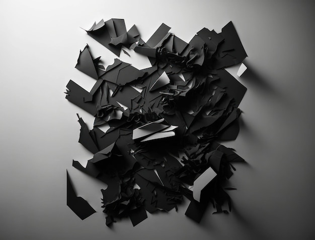 Abstracte donkere zwarte verschillende papiervormen achtergrond gemaakt met Generative AI-technologie